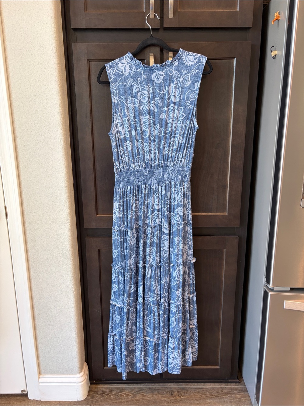 MSK Blue Floral V-Neck Pleated Maxi Dress - Picture 3 of 3